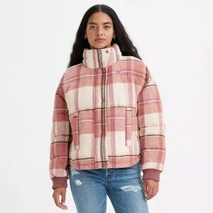 Levi's Wool Puffer Jacket Pink White